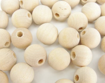 Wooden bead, 9/16" (.56") 14mm unfinished wooden bead