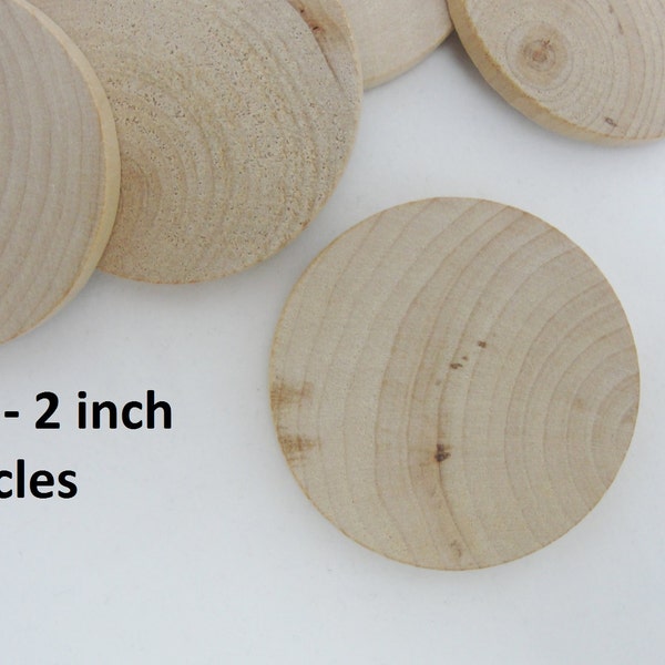 25 Wood 2 inch Circles, wood disc, wooden disk 2" x 1/4" thick unfinished DIY