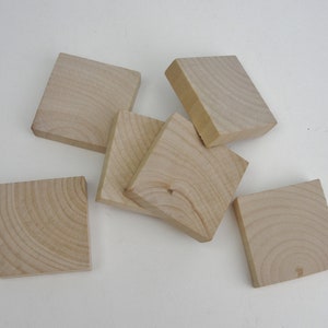 6 Chunky wooden squares 2 inch (2&quot;) wide 1/2&quot; thick unfinished