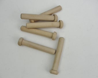 Large wooden peg 2 1/8" toy axle unfinished DIY set of 6