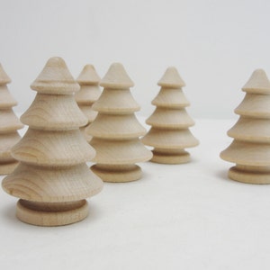 Wooden 3 dimensional tree, 2" tree,  turned wooden tree, DIY medium tree, set of 6