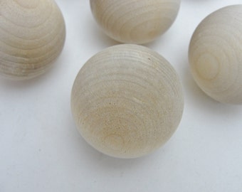 Wooden ball 1.5" (1 1/2") solid wood set of 6