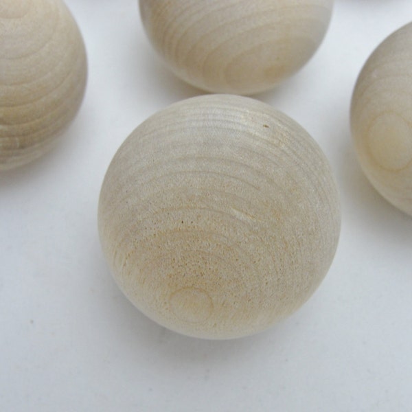 Wooden ball 1.5" (1 1/2") solid wood set of 6