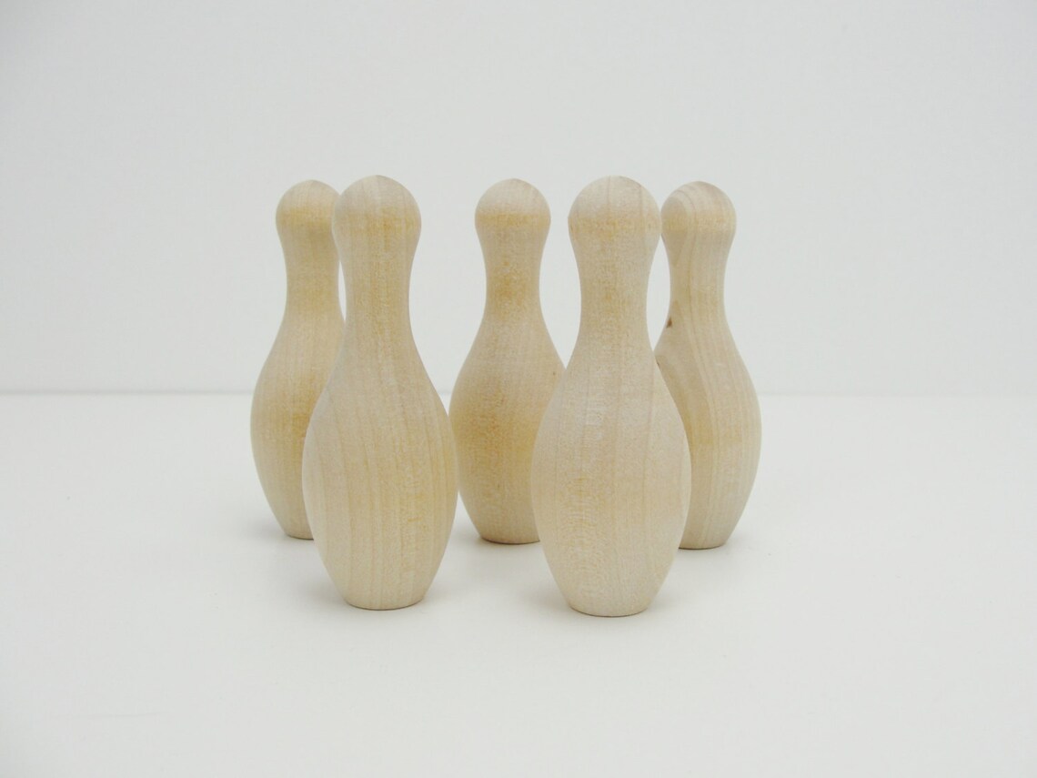 Miniature bowling pins bowling pins wooden bowling pins set Etsy