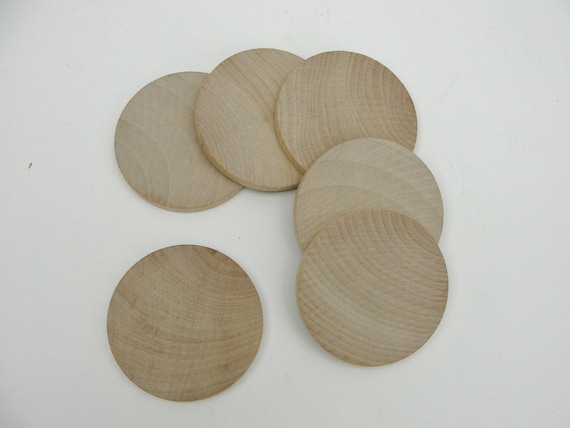 6 Wooden 2 1/2 Circles, Wood Disk, Wood Disc Unfinished DIY 
