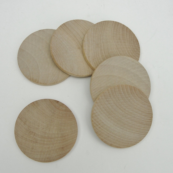 6 Wooden 2 1/2" circles, wood disk, wood disc unfinished DIY