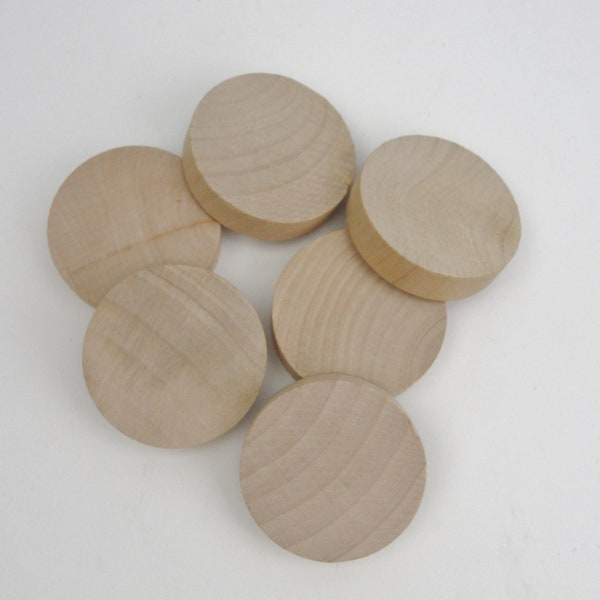 6 Chunky wooden circles 2 inch (2") wide 1/2" thick unfinished