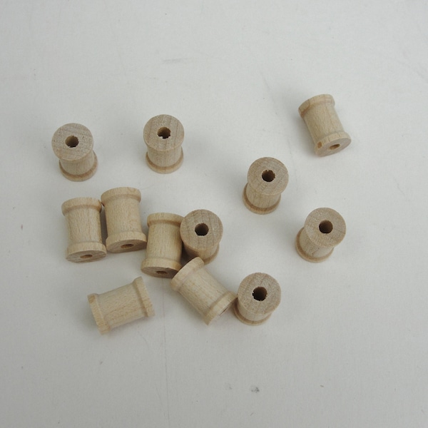 Little wooden spools 1/2" x 3/8" set of 12, wood spools