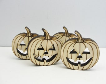 Wooden jack o'lantern cutout diy set of 4