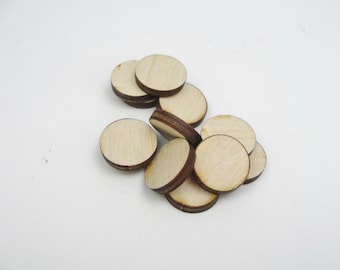 12 wooden Circles, wooden disc, .625 (5/8") inch wood disk 1/8" thick unfinished DIY