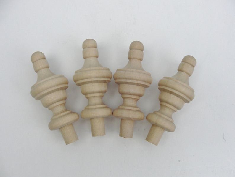 Small Wooden Finial Set of 4 Etsy