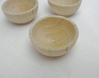 1 1/2" Miniature wooden bowl, small ring cup, unfinished DIY set of 3