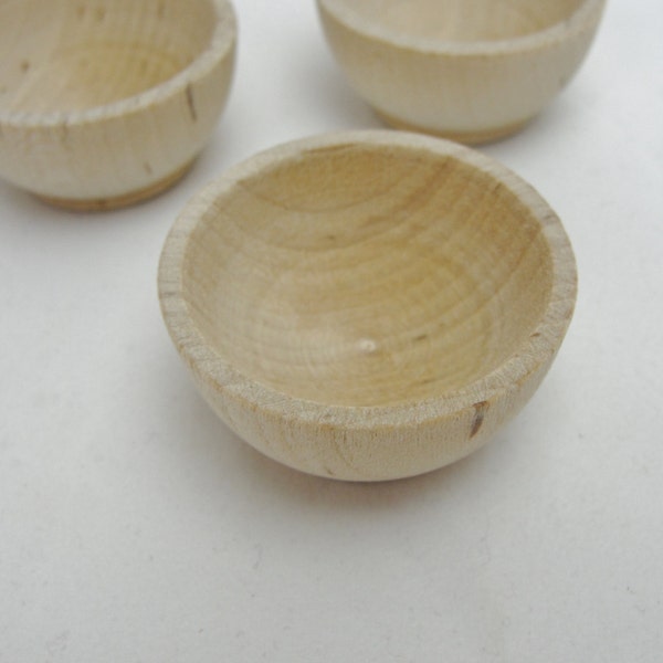 1 1/2" Miniature wooden bowl, small ring cup, unfinished DIY set of 3