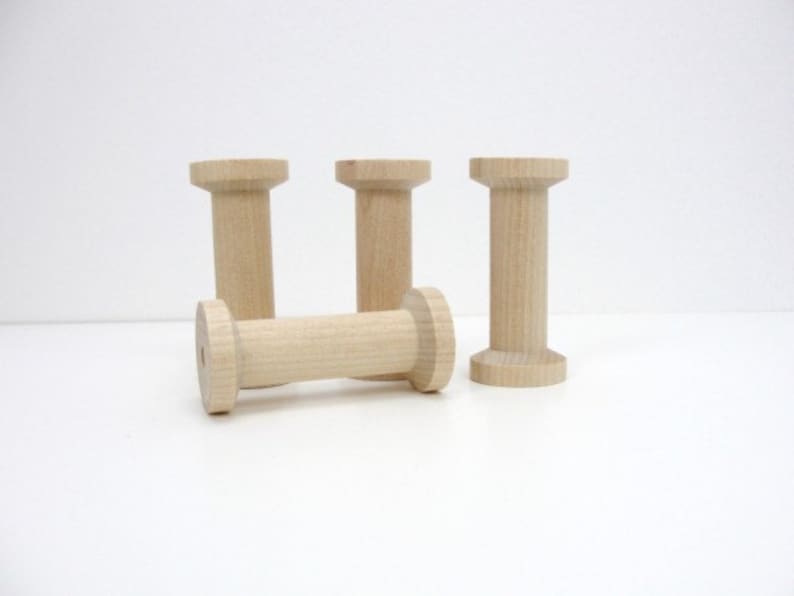 Wooden spool 2.75 tall set of 4, wood spools image 1