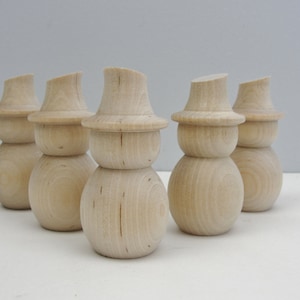 Turned snowman, wooden snowman, DIY snowman, 2 3/4&quot; snowman set of 5