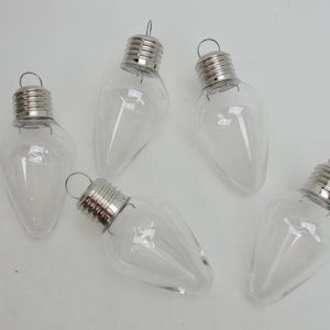 Plastic fillable light bulb shaped ornament diy set of 5