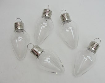 Plastic fillable light bulb shaped ornament diy set of 5