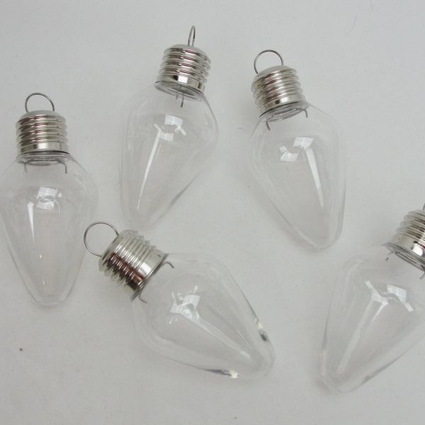 Plastic fillable light bulb shaped ornament diy set of 5