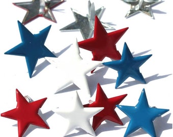 Red White and Blue star brads paper fasteners