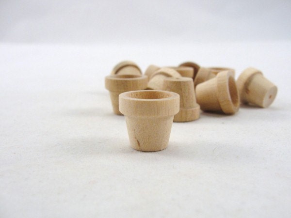 Wooden flower pot, 5/8" miniature wooden flower pot, 1.59 cm flo…
