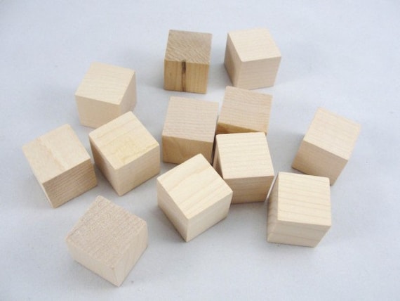 Small Wooden Cube, One Inch Unfinished Wooden Cube, 1 Unfinished