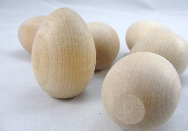 Wooden hen egg, wooden egg, lifesize egg, life size egg, wood egg, un…