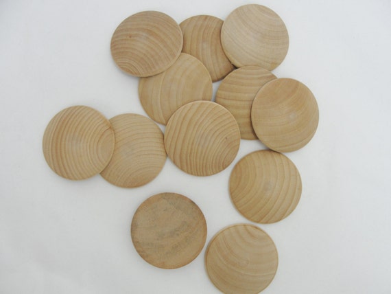 2 Domed Wood Disc, 2 Inch Domed Disk, Domed Circle 5/16 Thick Unfinished  DIY Set of 12 