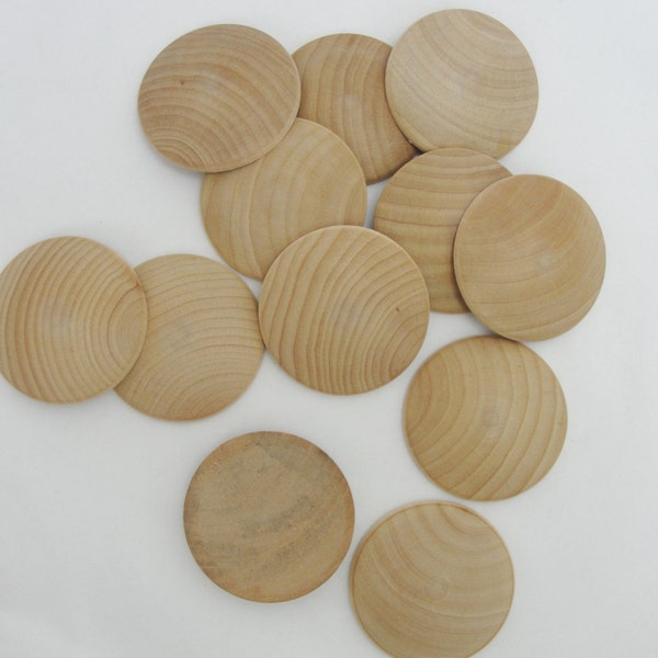 2" domed wood disc, 2 inch domed disk, domed circle 5/16" thick unfinished DIY set of 12