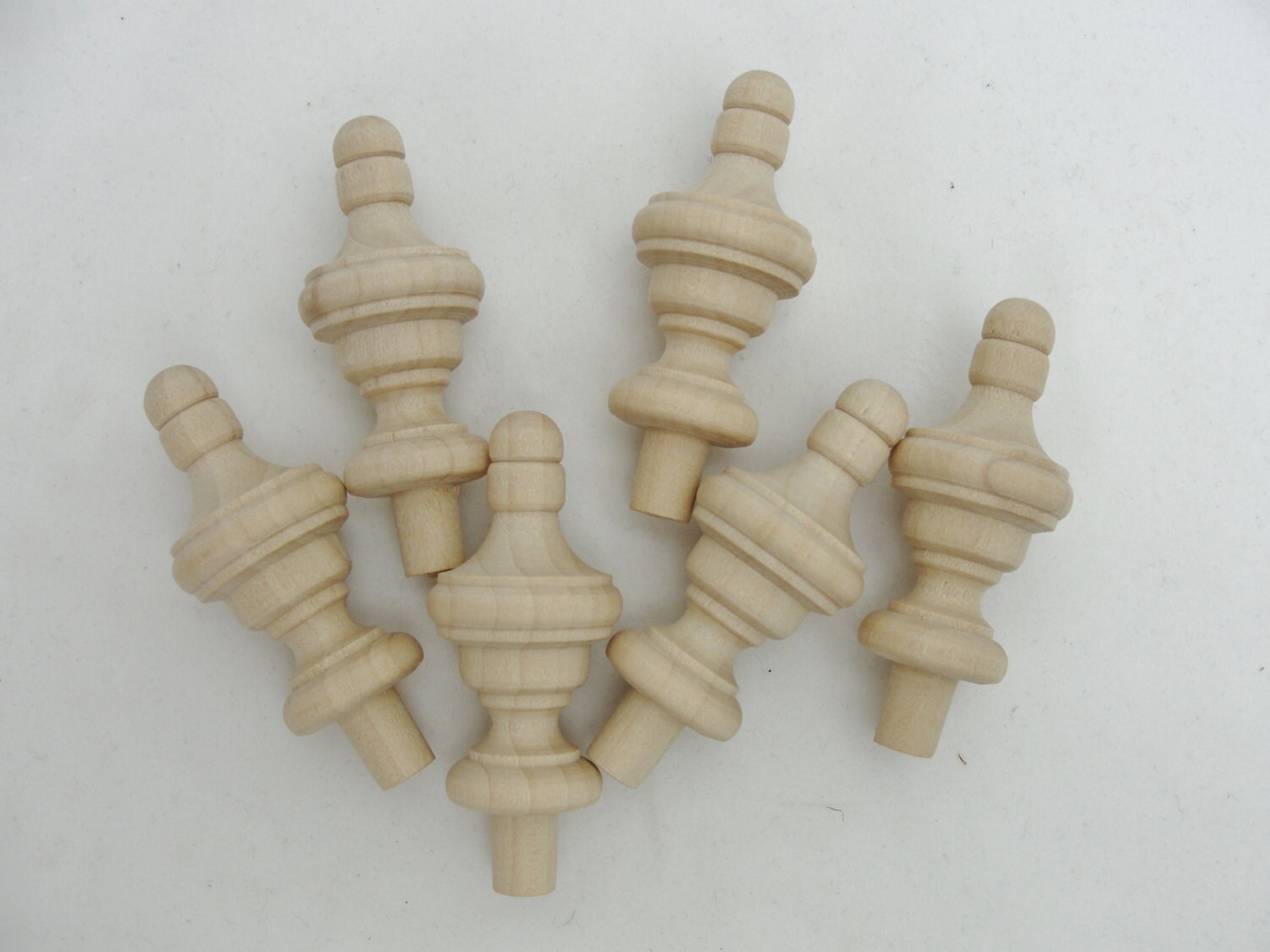 Small wooden finial set of 6 Etsy
