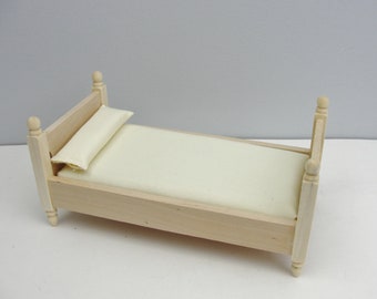 Dollhouse furniture single twin bed with solid headboard