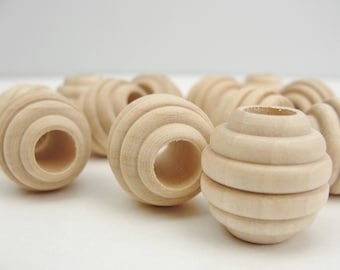 3/4" Wooden beehive beads, 3/4" x 3/4" with a 5/16" hole