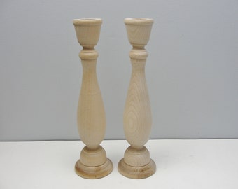 9 1/4" wood candlestick pair, candlestick pair, candle holders set of 2