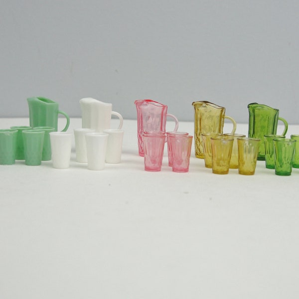 Dollhouse miniature pitcher and glasses choose your color