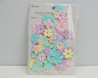 Fabric floral flower embellishments for cards or mixed media art