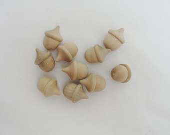 Miniature wooden acorns, tiny acorns, mini acorns set of 10 Unfinished DIY