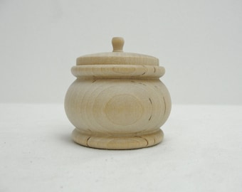 Wood pumpkin jar, unfinished wooden jar, trinket box