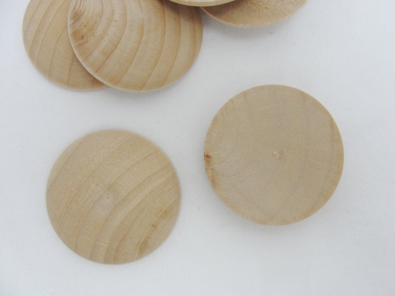 12 wooden domed Circles, 1 1/2 domed disc, domed wood disk 1.5 5/16 thick unfinished DIY image 2