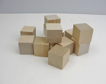 Bloque de madera de 1,25", cubo de madera de 1 1/4", bloque de madera, juego de 10 cubos de madera sin terminar