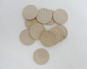 12 wooden Circles, wooden discs 1 1/2" wood (1.5") 1/8" thick unfinished DIY rounded edges