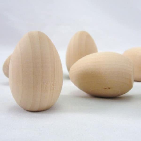 2" Wooden pullet egg, small wood egg  unfinished diy set of 6