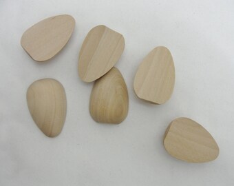 Wooden split pigeon egg 1 5/8" x 1 1/8", wooden egg, split egg, egg half, unfinished diy set of 6