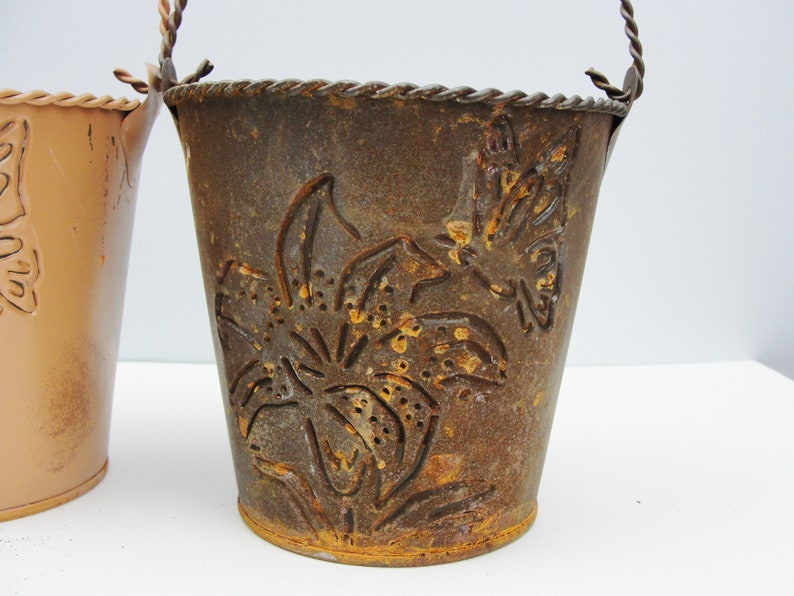 Small Metal Buckets With Flower and Butterfly Cut Out choose Etsy