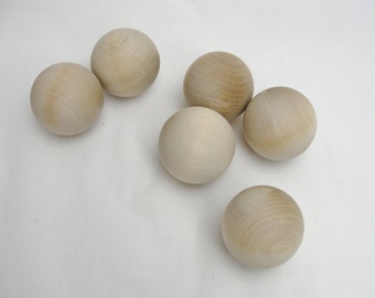 Wooden ball 2" solid wood, 2" diameter ball set of 6