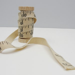 Ruler print twill tape 3 yards on wooden spool