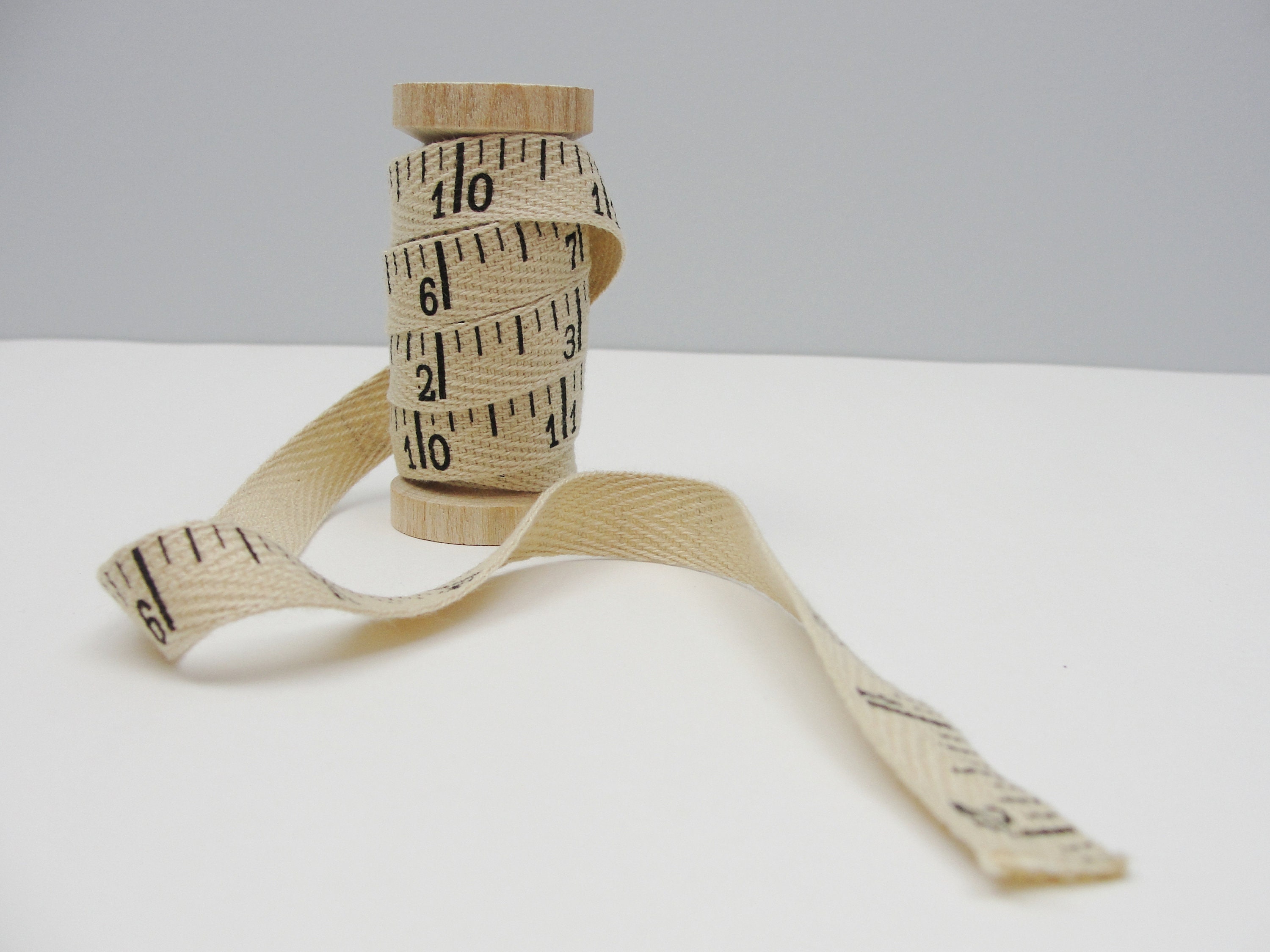 Ruler print twill tape 3 yards on wooden spool