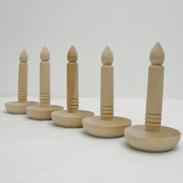 Wooden candle, Christmas ornament candle, Set of 5