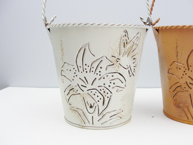 Small Metal Buckets With Flower and Butterfly Cut Out choose Etsy