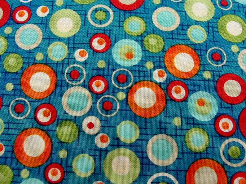 Doodle Days Calendar dots on turquoise fabric by Henry Glass Etsy