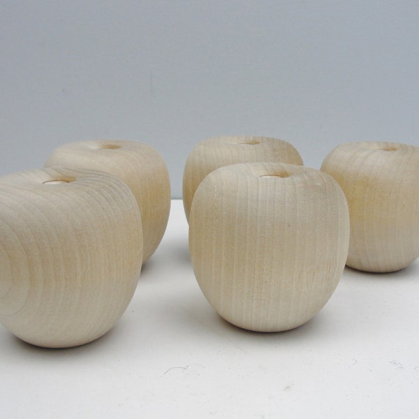 Unfinished wooden apple life size, lifesize apple, large wooden apple, DIY set of 5