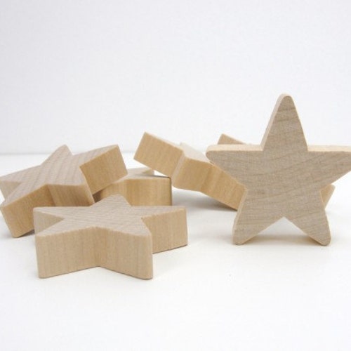 12 Traditional 2 Inch Stars 2 X 1 2 Wood Chunky Etsy